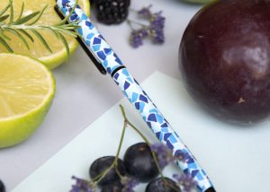 Bolígrafo metálico mosaico color azul
